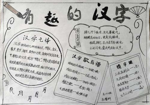 五下语文关于汉字的手抄报 汉字的手抄报