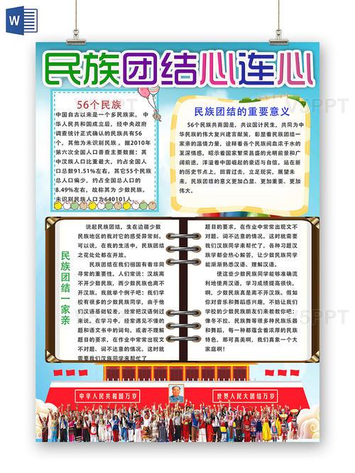56个民族手牵手心连心手抄报 56个民族手抄报