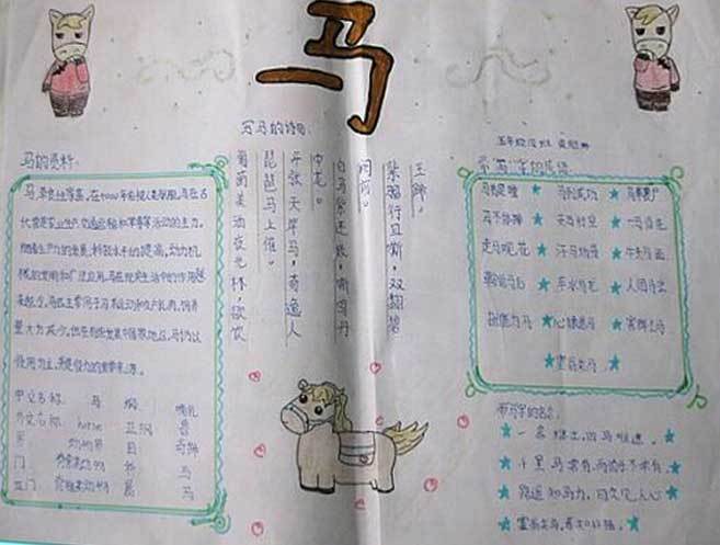 四年级有关马的手抄报 四年级手抄报