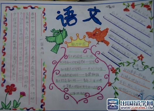 四年级一等奖语文节手抄报 一等奖手抄报