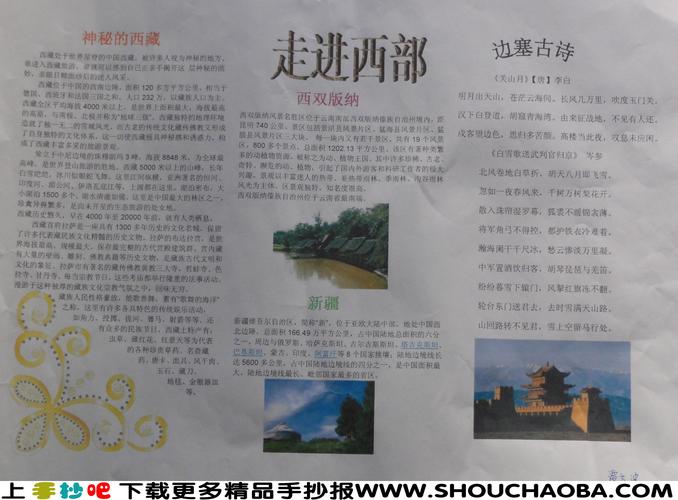 怎么画走进西部的手抄报 关于西部的手抄报