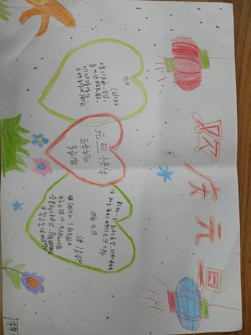 元旦联欢会海报手绘图片五年级手抄报 五年级手抄报