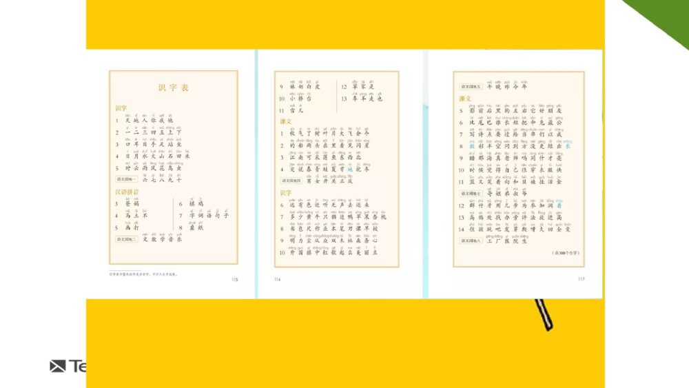 一年级人教版语文上册识字表课件PPT2