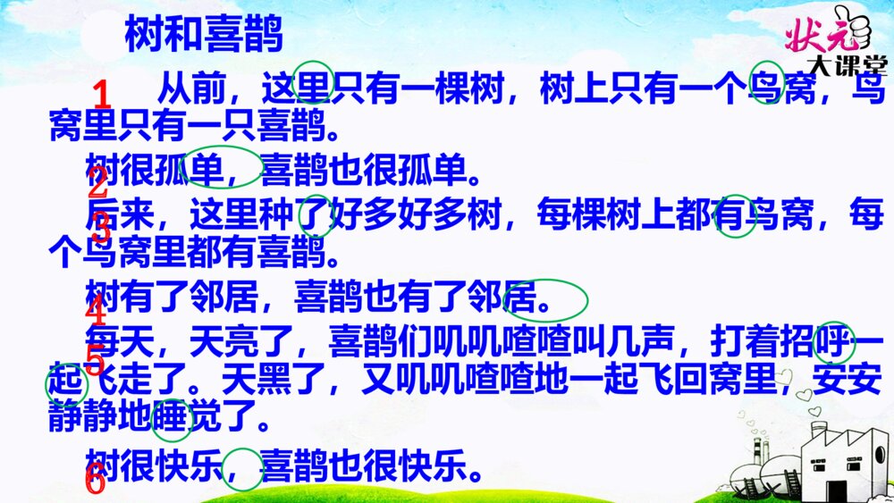 部编人教版·一年级语文下册树和喜鹊PPT课件7