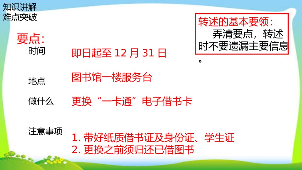 四年级语文下册第一单元口语交际:转述微课PPT8