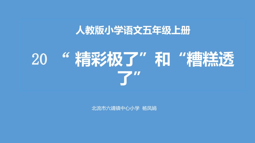 人教版小学语文五年级上册 20 “精彩极了”和“糟糕透了”PPT课件