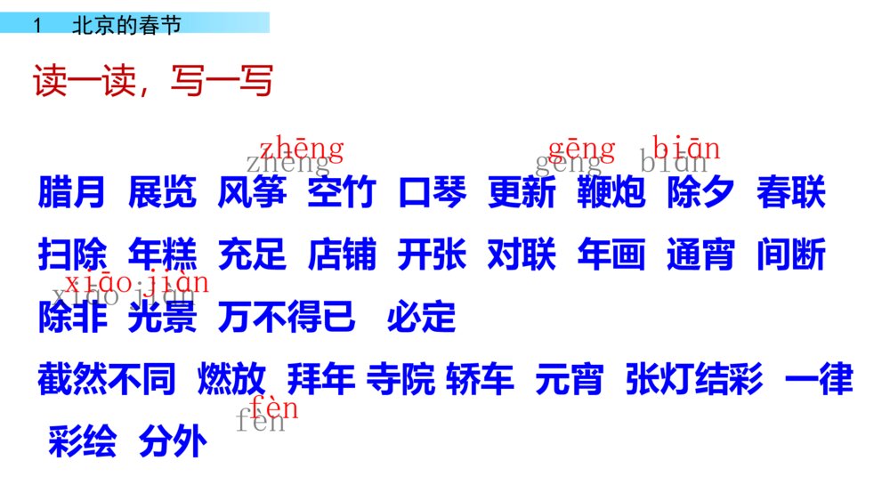 六年级下册语文 第一单元 北京的春节PPT课件3